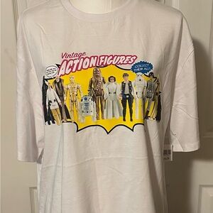 Disney Star Wars White Vintage Action Figures Tee Size Large Unisex